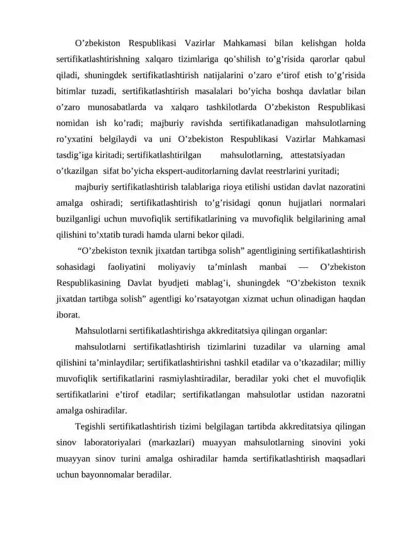 Sertifikatlashtirishning me’yoriy va qonuniy asoslari 4