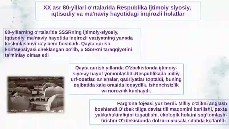 Mustaqillikka erishish arafasida O’zbekistondagi ijtimoiy-siyosiy jarayonlar 4