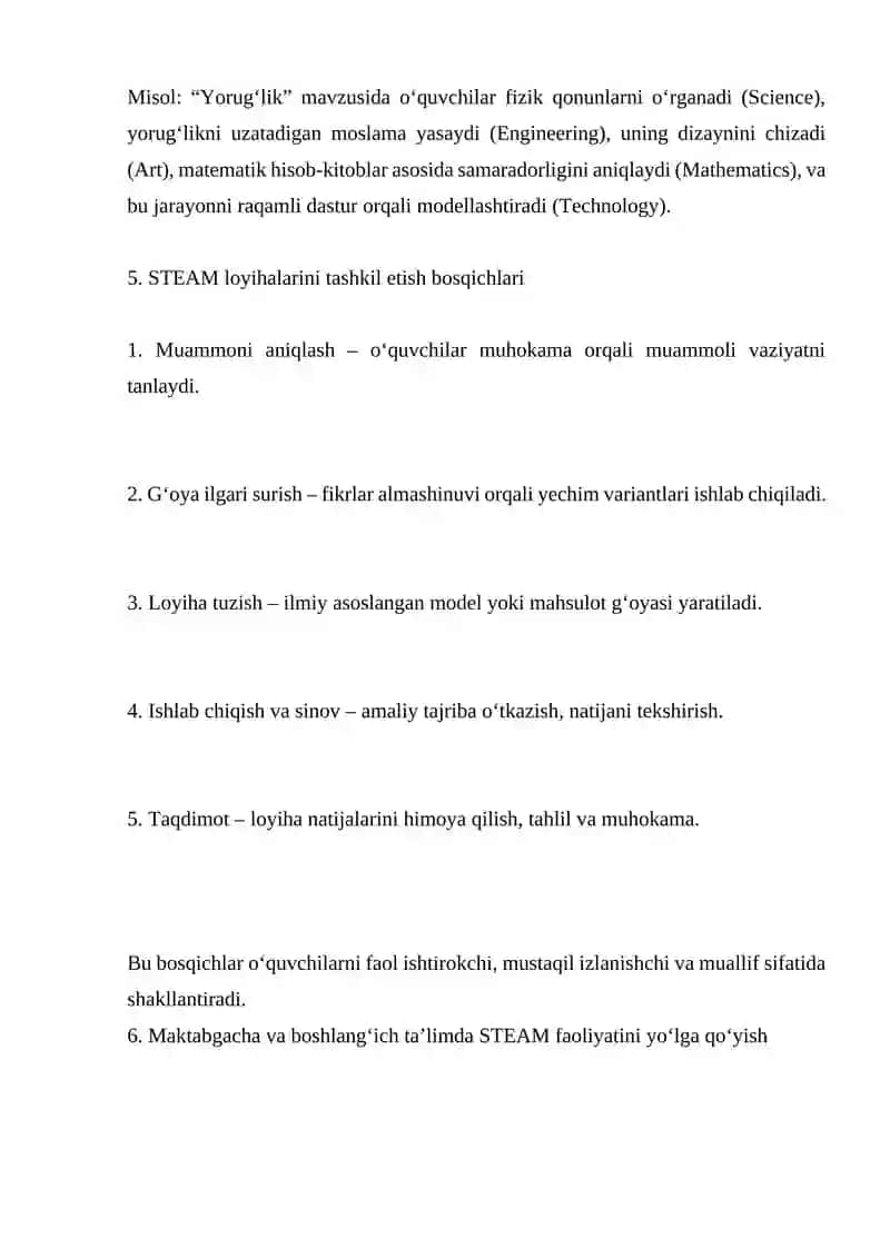 STEAM texnologiyasida integratsion faoliyatni tashkil etish 4