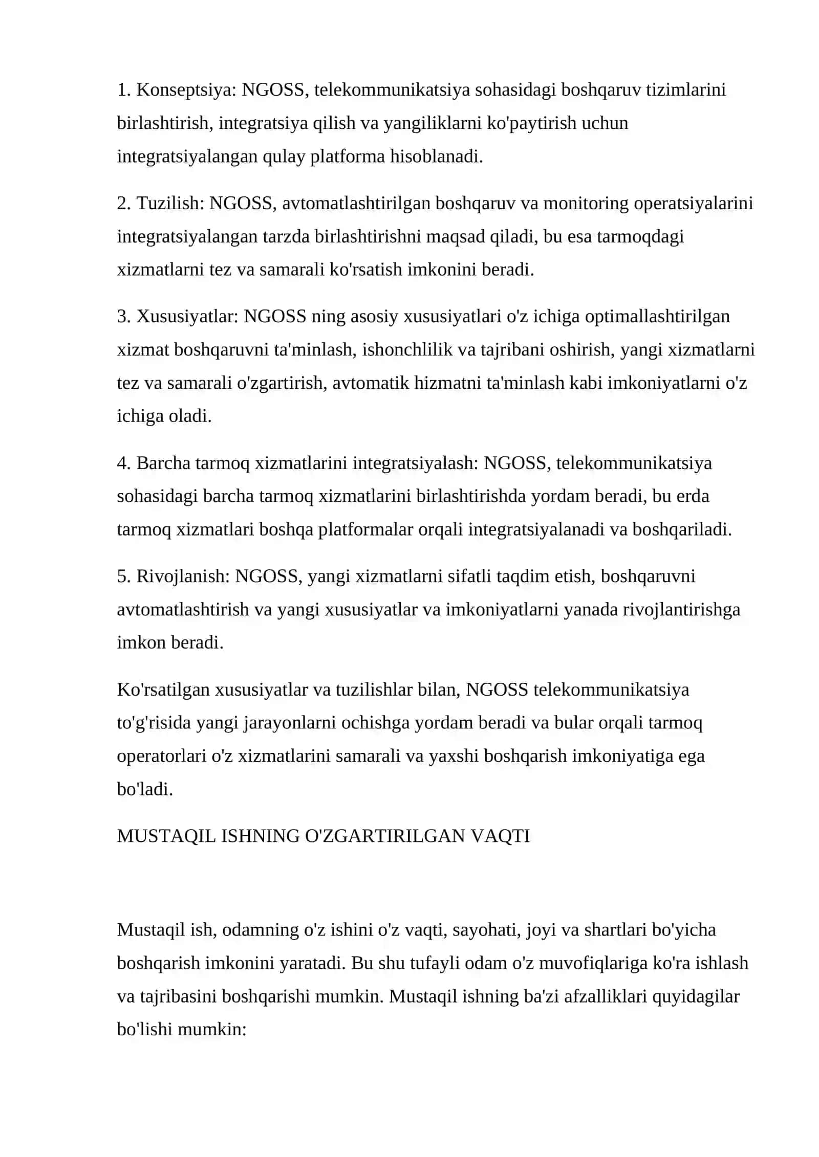 NGOSS konsepsiyasi, tuzilishi va xususiyatlari 4
