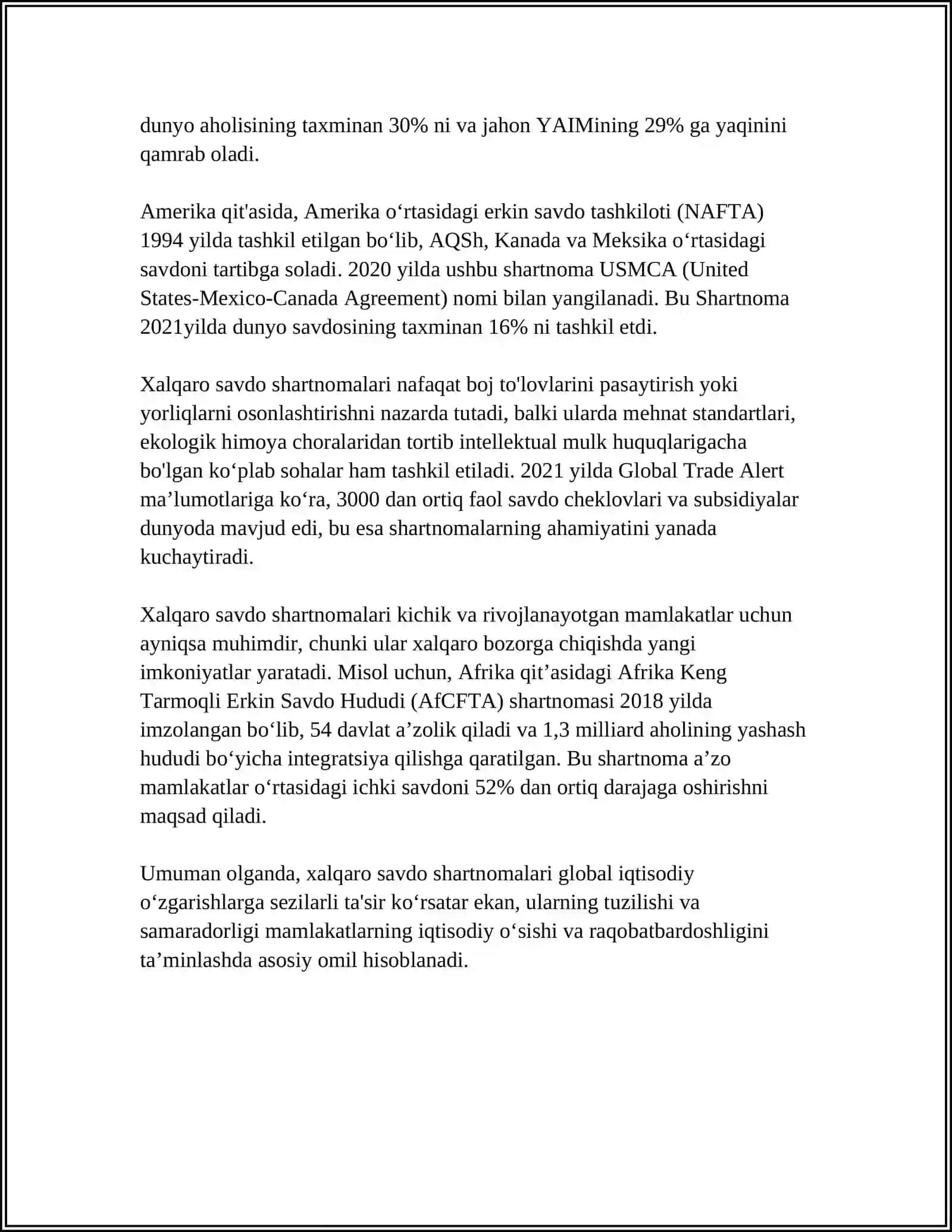 O'ZBEKISTON TASHQI IQTISODIY ALOQALARI 4
