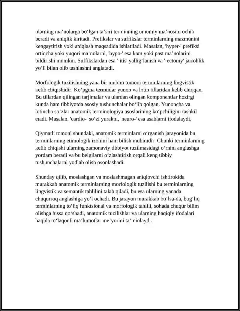 MOSLASHGAN VA MOSLASHMAGAN ANIQLOVCHI ISHTIROKIDA MURAKKAB ANATOMIK TERMIN STRUKTURASI 4