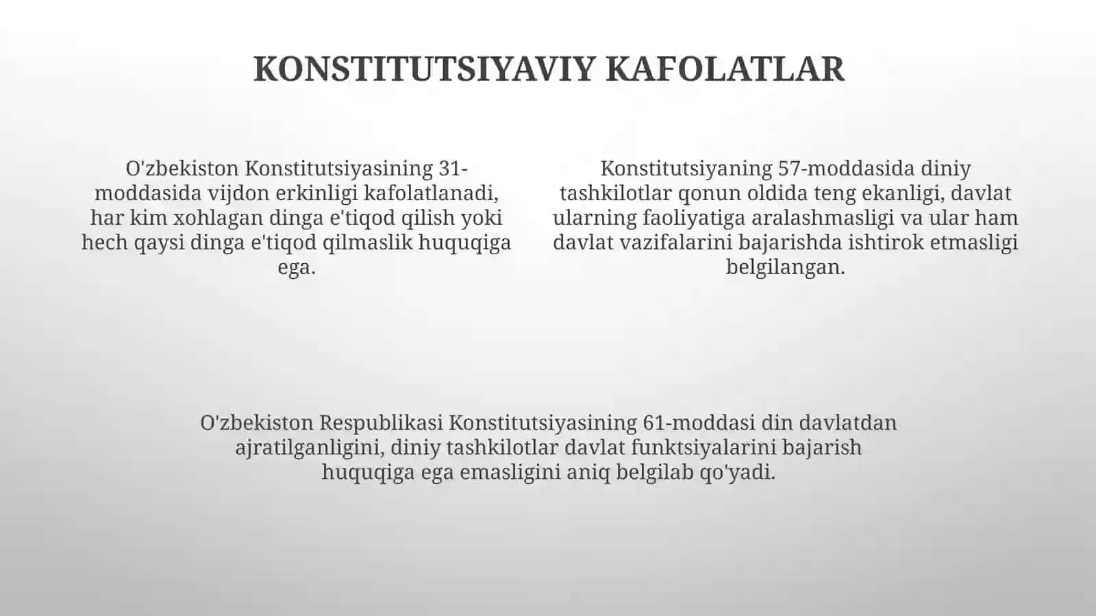 Oʻzbekistonda davlat va din munosabatlariga doir qonun xujjatlari 4
