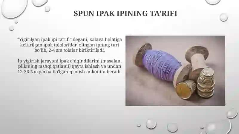 Yig'irilgan ipak iplarining assortimenti 4