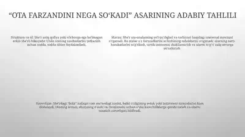 Obiddin Mahmudovning Ota Nega Farzandiga Tanbeh Beradi Asari 4