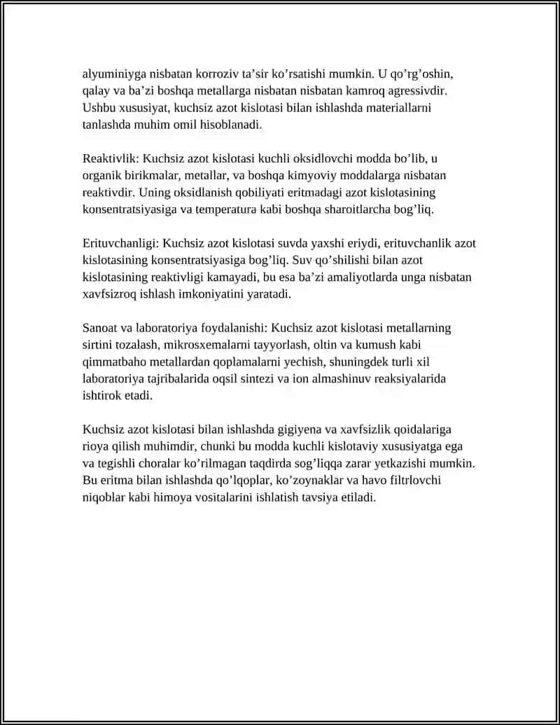 KUCHSIZ AZOT KISLOTASINI OLISH TEXNALOGIYASI 4