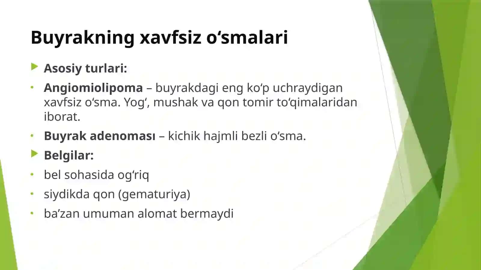 Siydik ayirish tizimi xavfsiz o'sma kasalligi 4