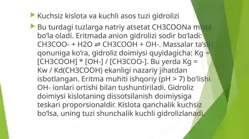 Tuzlarning gidroliziga massalarta’siri qonunini qo’llanilishi 4