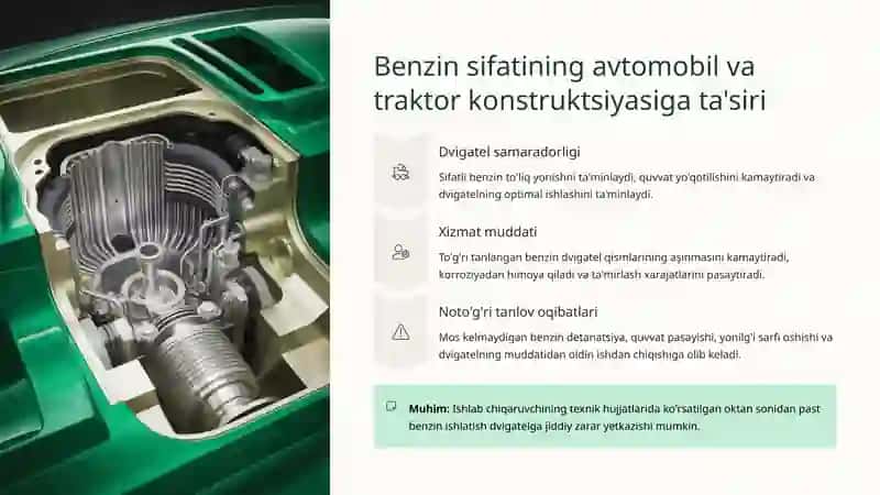 Mahalliy va Xorijiy Benzinlar Markalari va Ularning O'zaro Mos Keluvchanligi 4