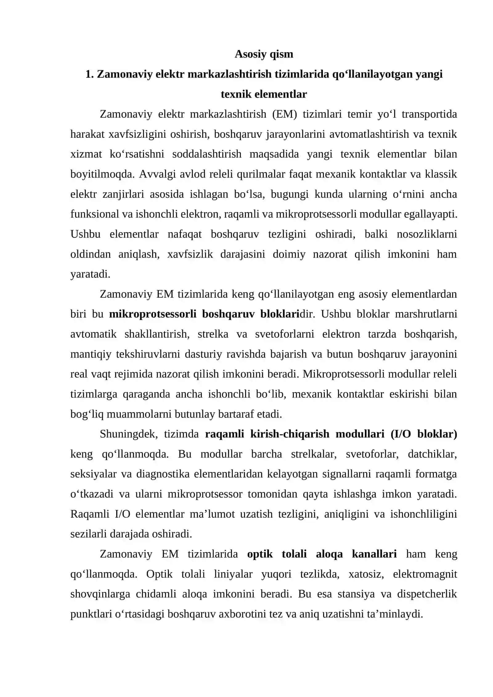 Elektr markazlashtirish tizimlarining yangi elementlari va bo‘g‘inlari 4