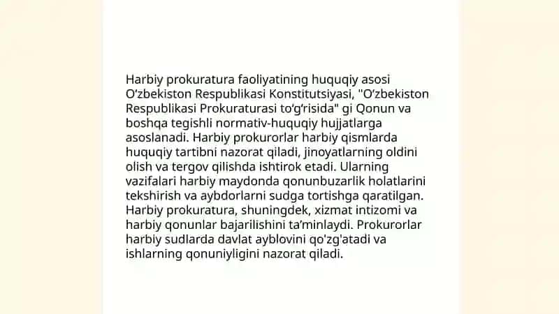 Harbiy prokratura faoliyatini tashkil etish, vazifalari 4