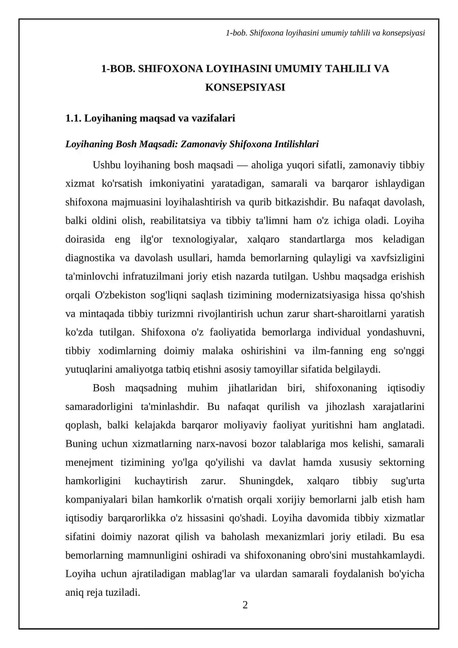 Shifoxona loyihasini loyihalashtirish va ishlab chiqish 4