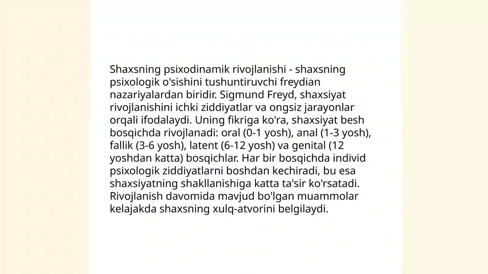 Psixodinamik yoʻnalishdagi qisqacha maʼlumotnoma 4