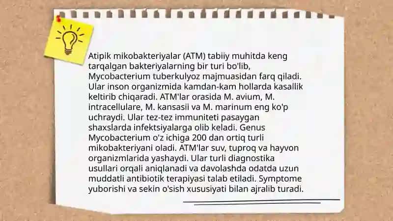 Atipik mikobakteriyalar va ularning amaliyotdagi ahamiyati 4