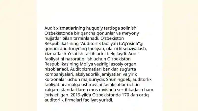 Bank va audit xizmatlari bozorlarini huquqiy tartibga solish 4