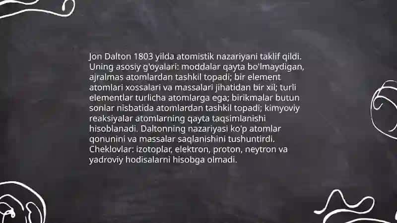 Dastlabki kimyoda atom va element tushunchalari. Ularni hozirgi zamon nuqtai nazaridan baholash 4