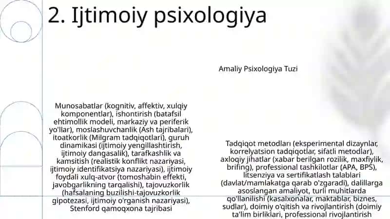Amaliy psixologiyaning boʻlimlari va tuzilishi 4