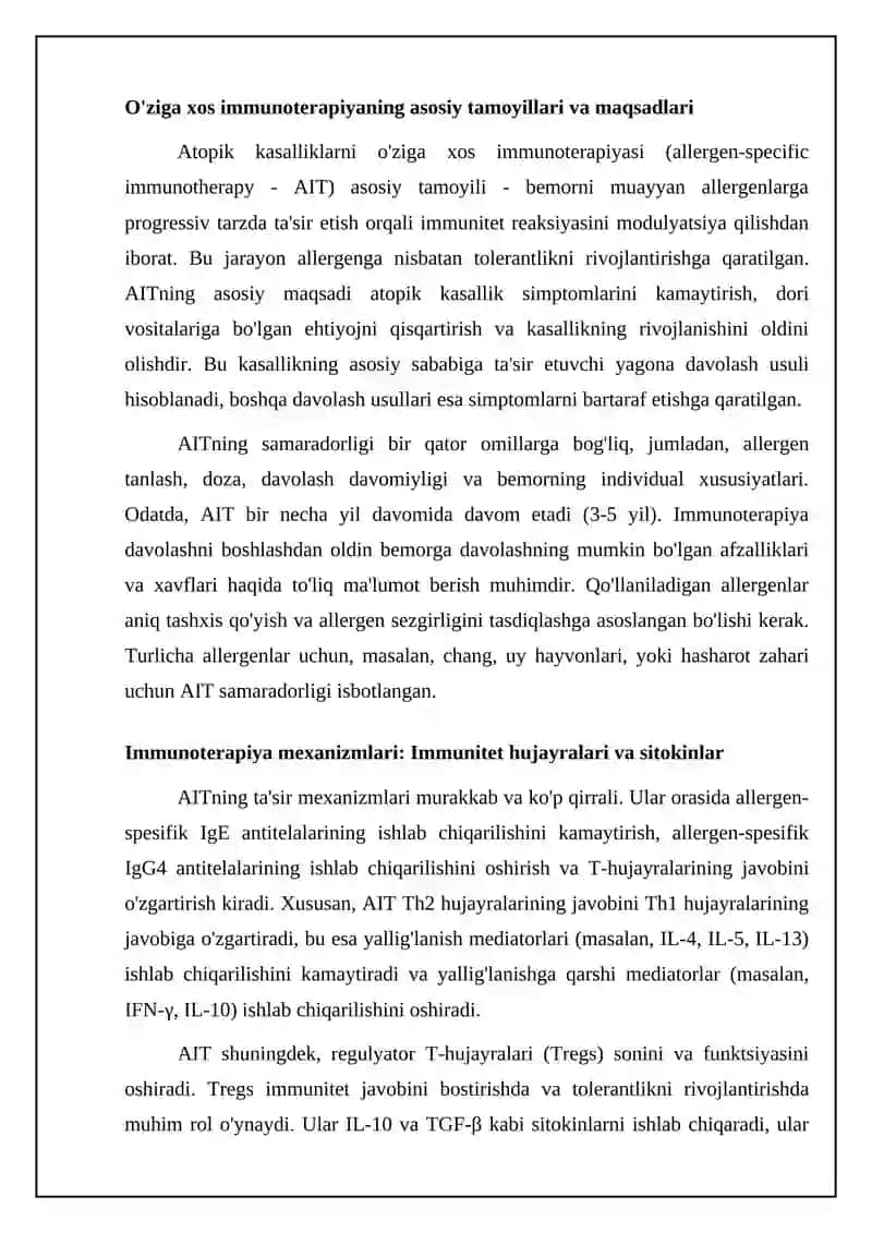 Atopik kasalliklarni o'ziga xos immunoterapiyasi 4