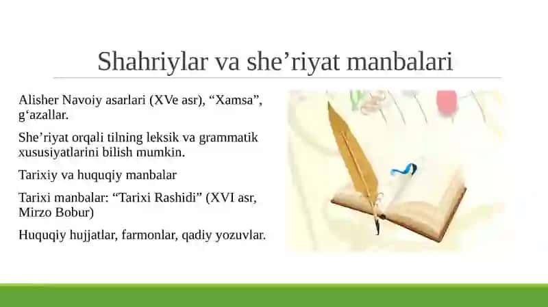Eski oʻzbek tili adabiy manbalari,ularning davrlashtirish manbalari bilan bog'liq masalalari 4