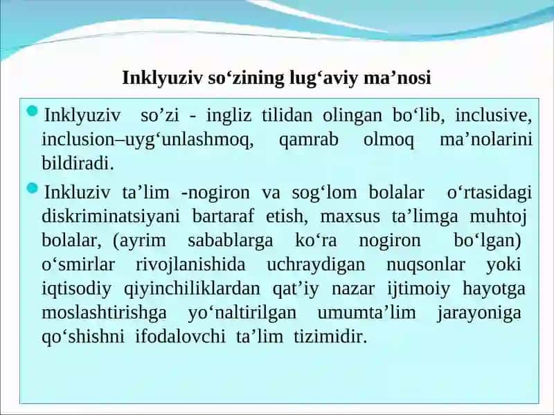 Modul. Inklyuziv ta’limni joriy etish masalalari 4