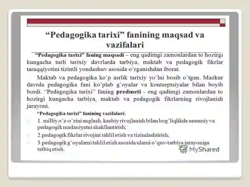Pedagogika tarixi fan sifatida. Ibtidoiy jamoada tarbiya 4
