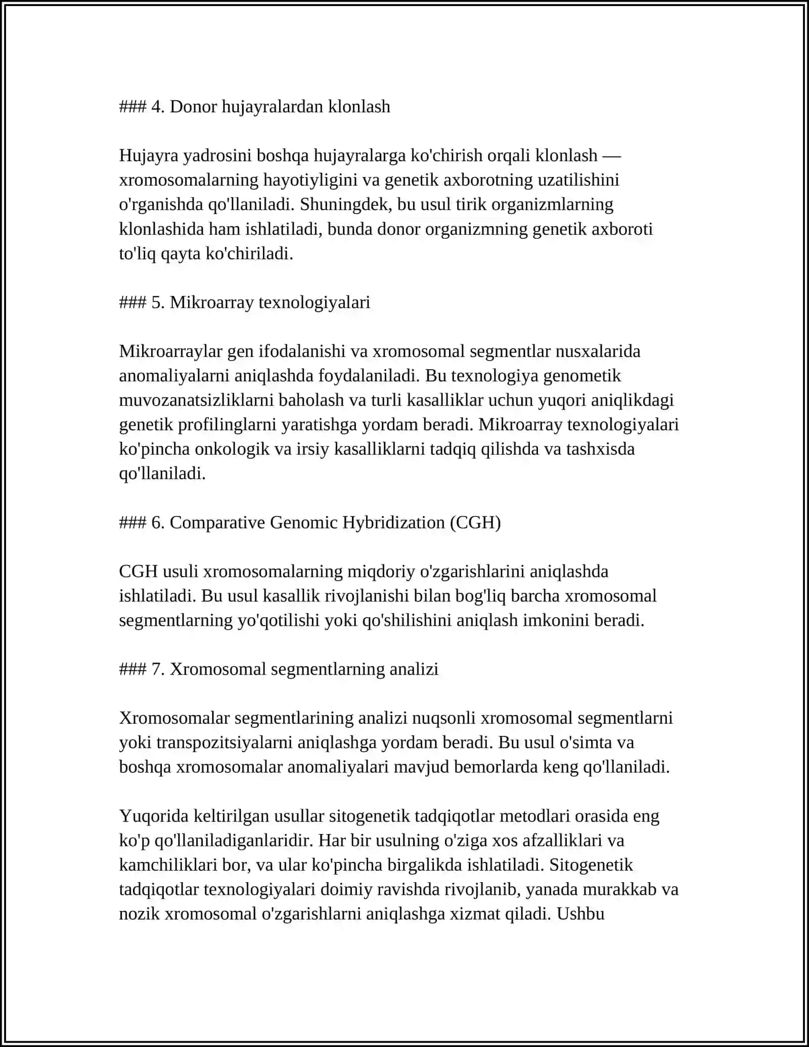 ODAM GENETIKASINING O'RGANISH USULLARI: SITOGENETIK, DERMATOGLIFKA. PRENATAL DIAGNOSTIKA 4