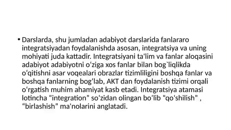 Integratsiya va uning mohiyati | FANLARARO ALOQA:  ADABIYOT VA ONA TILI88 4