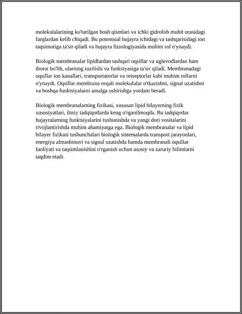 BIOLOGIK MEMBRANALARDAGI FIZIK JARAYONLAR. KOMPЬYUTER TOMOGRAFIYASI VA UNING ISHLASHINING FIZIK ASOSLARI 4