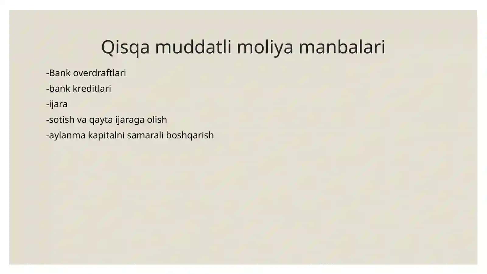 Moliyalashtirish manbalari va dividendsiyosati 4