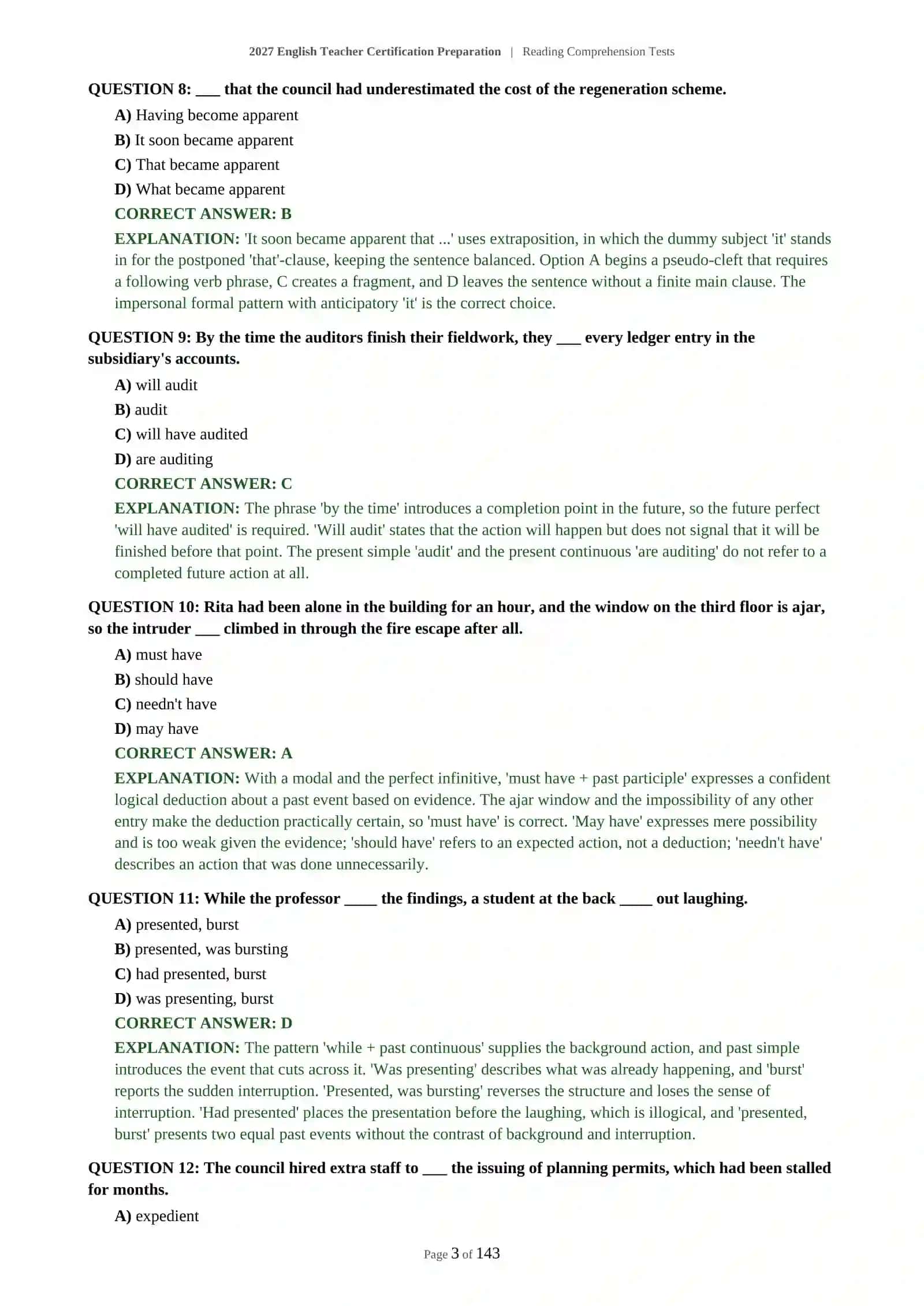English Teacher Certification Preparation | Reading Comprehension Tests 4