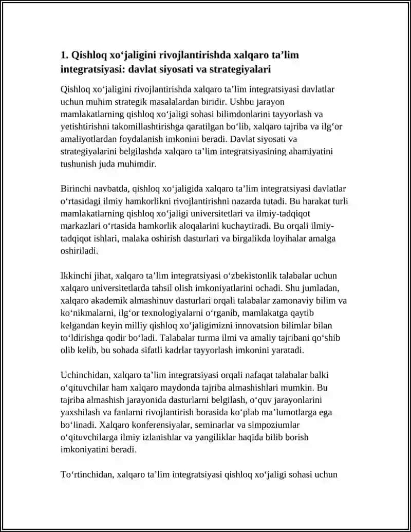 Qishloq xo‘jaligini rivojlantirishda xalqaro ta’lim integratsiyasi 4