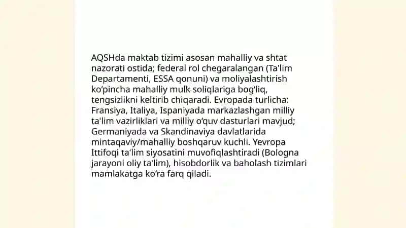 AQSHva Yeropa mamlakatlrid taʼlim - tarbiya 4