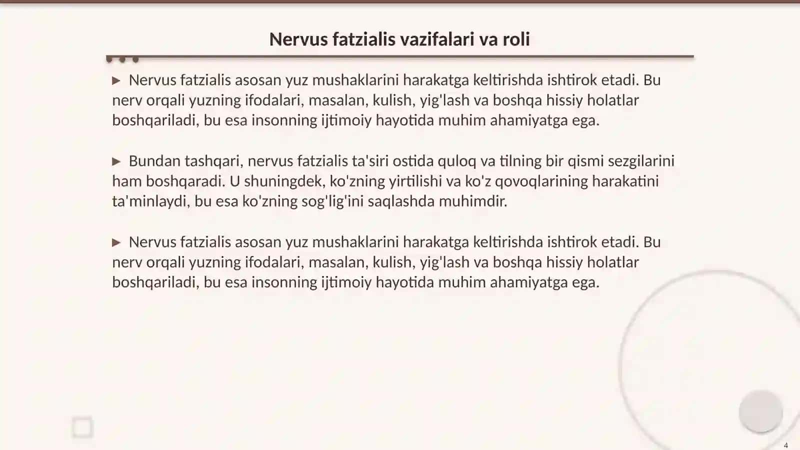 Nervus fatzialis tarmoqlari vazifasi davolash belgilari 4