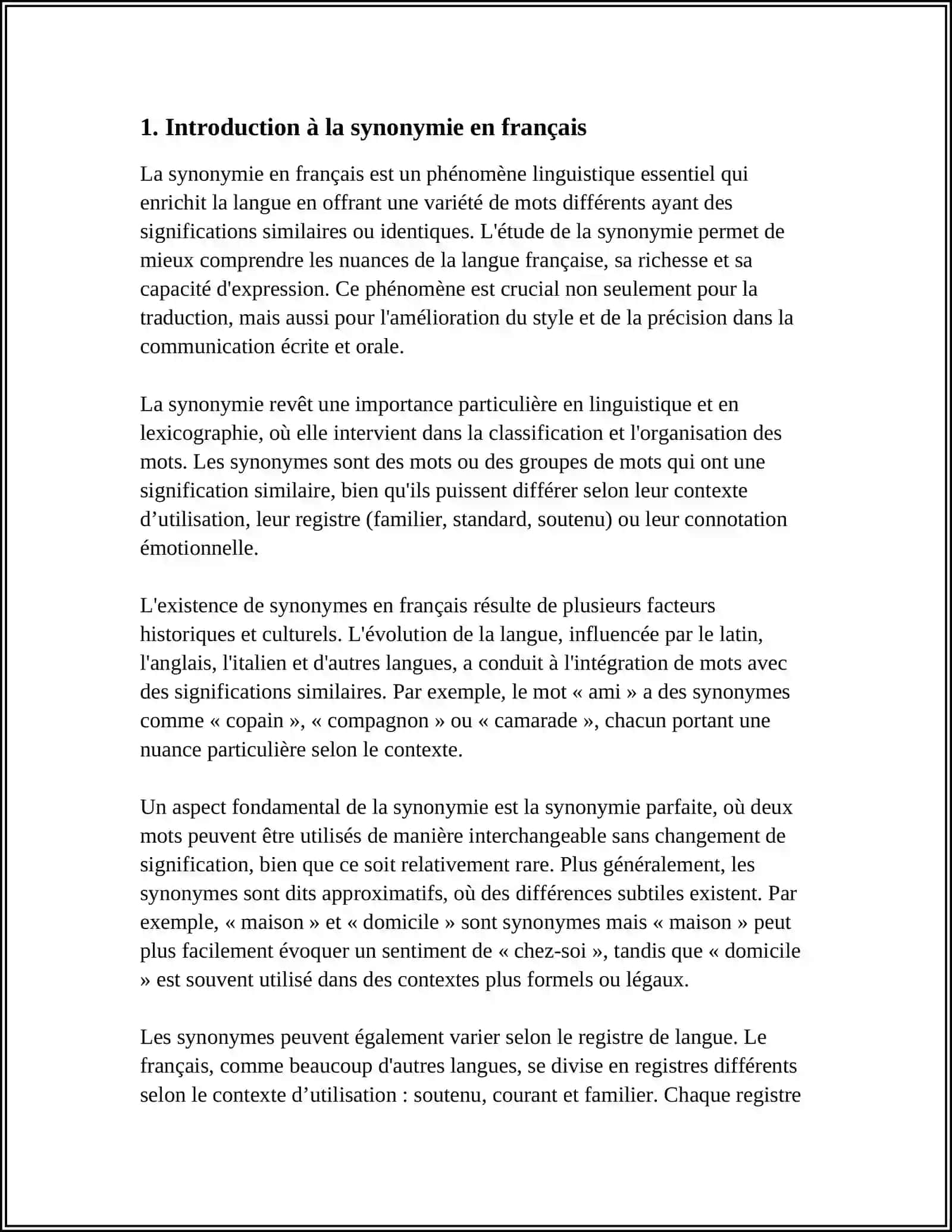 ÉVOLUTION DE LA SYNONYMIE EN FRANÇAIS:DÉVELOPPEMENT HISTORIQUE ET EXEMPLES MODERNES 4