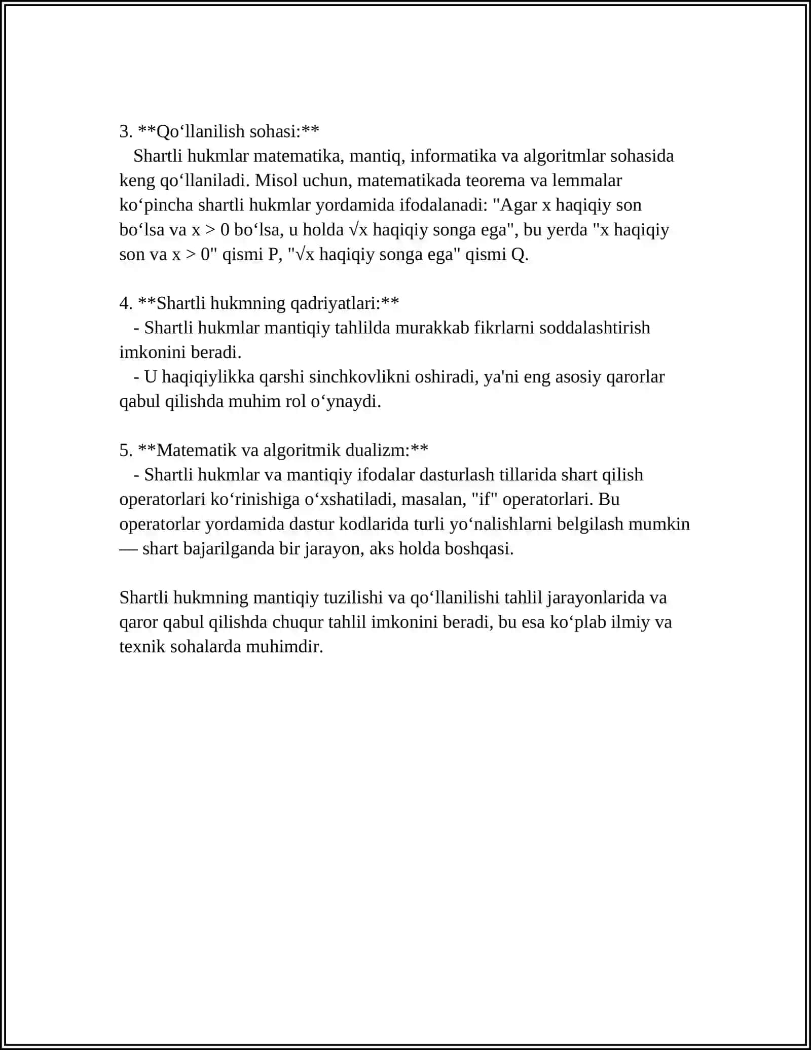 MATEMATIKADA SHARTLI HUKMLAR BILAN ISHLASH 4