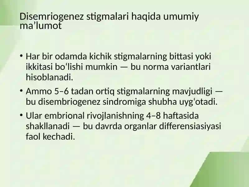 Disembriogenez stigmalari 4