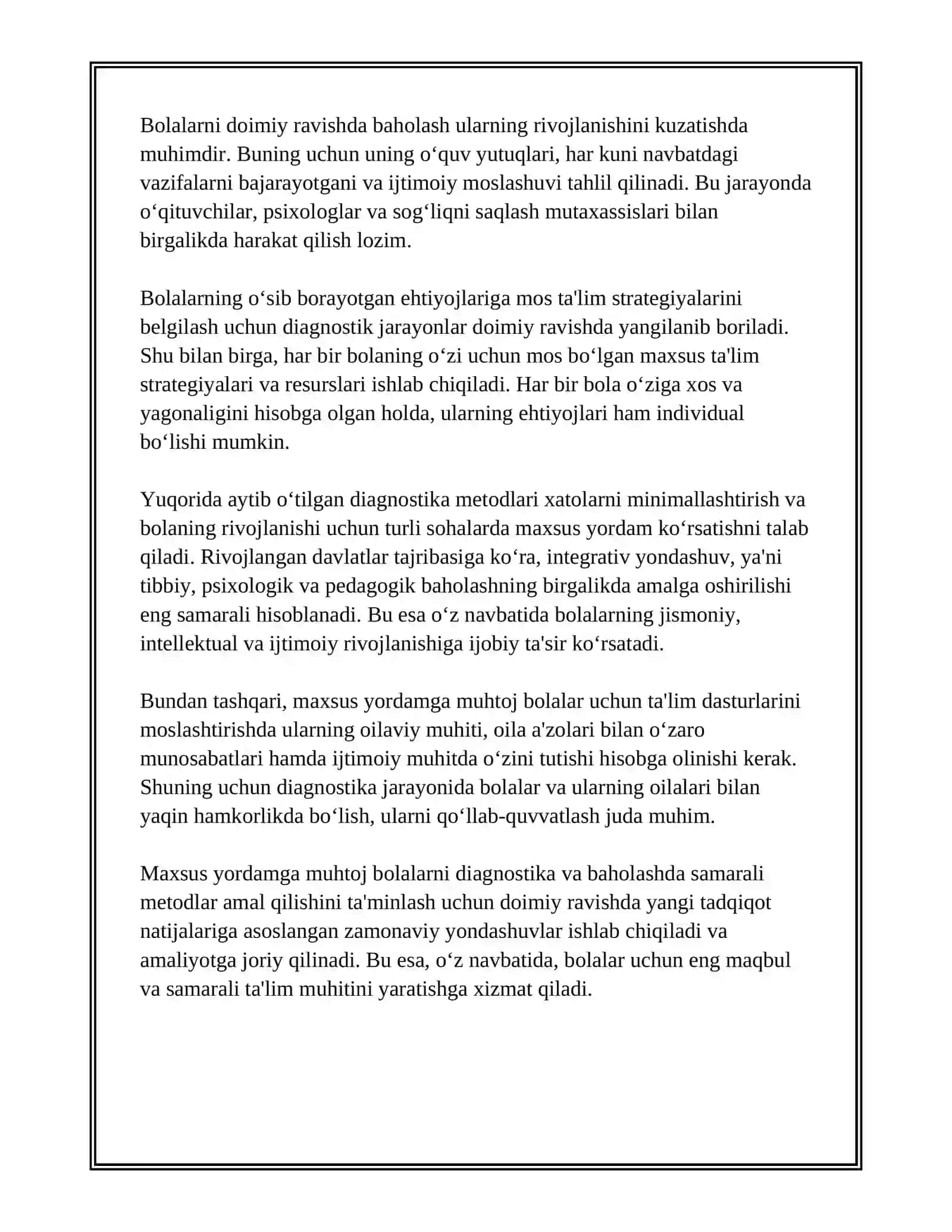 MAXSUS YORDAMGA MUHTOJ BOLALARNI UMUMTA'LIM SHAROITIDA OʻQITISH MOSLASHTIRISH METODLARI 4