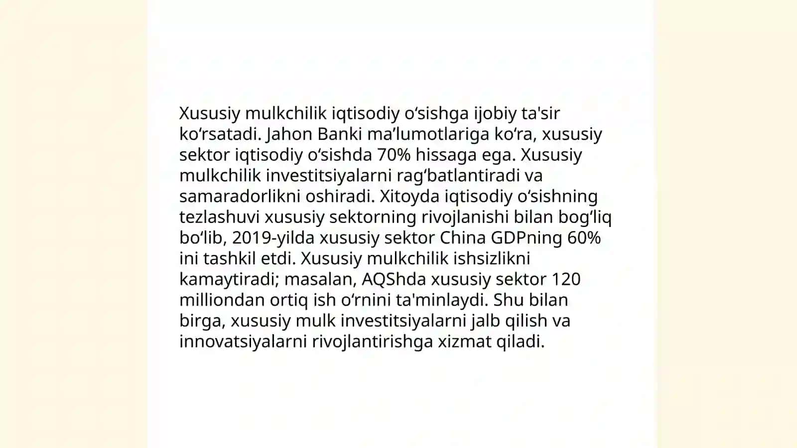 IQTISODIY ISLOHOTLAR, XUSUSIY MULKCHILIKNING SHAKLLANISHI 4