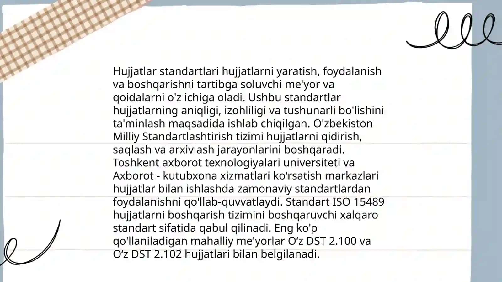 Davlat tilida ish yuritish fanidan 17 varoqli slayd tayyorlash kerak mavzu:hujjatlar ustida ishlash tartiboti 4