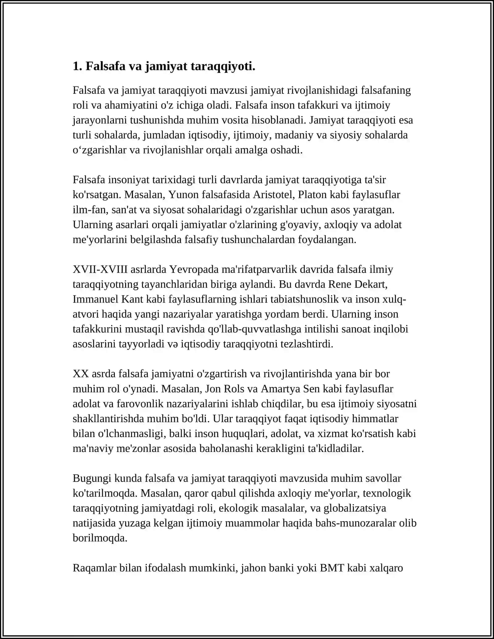 FALSAFANING MOXIYATI VA JAMIYAT TARAQQIYOTIDAGI ROʻLI SHARQ VA GʻARB FALSAFASINING USTUVOR YOʻNALISHLARI VA ULARNING FAN TARAQQIYOTIGA TAʼSIRI 4