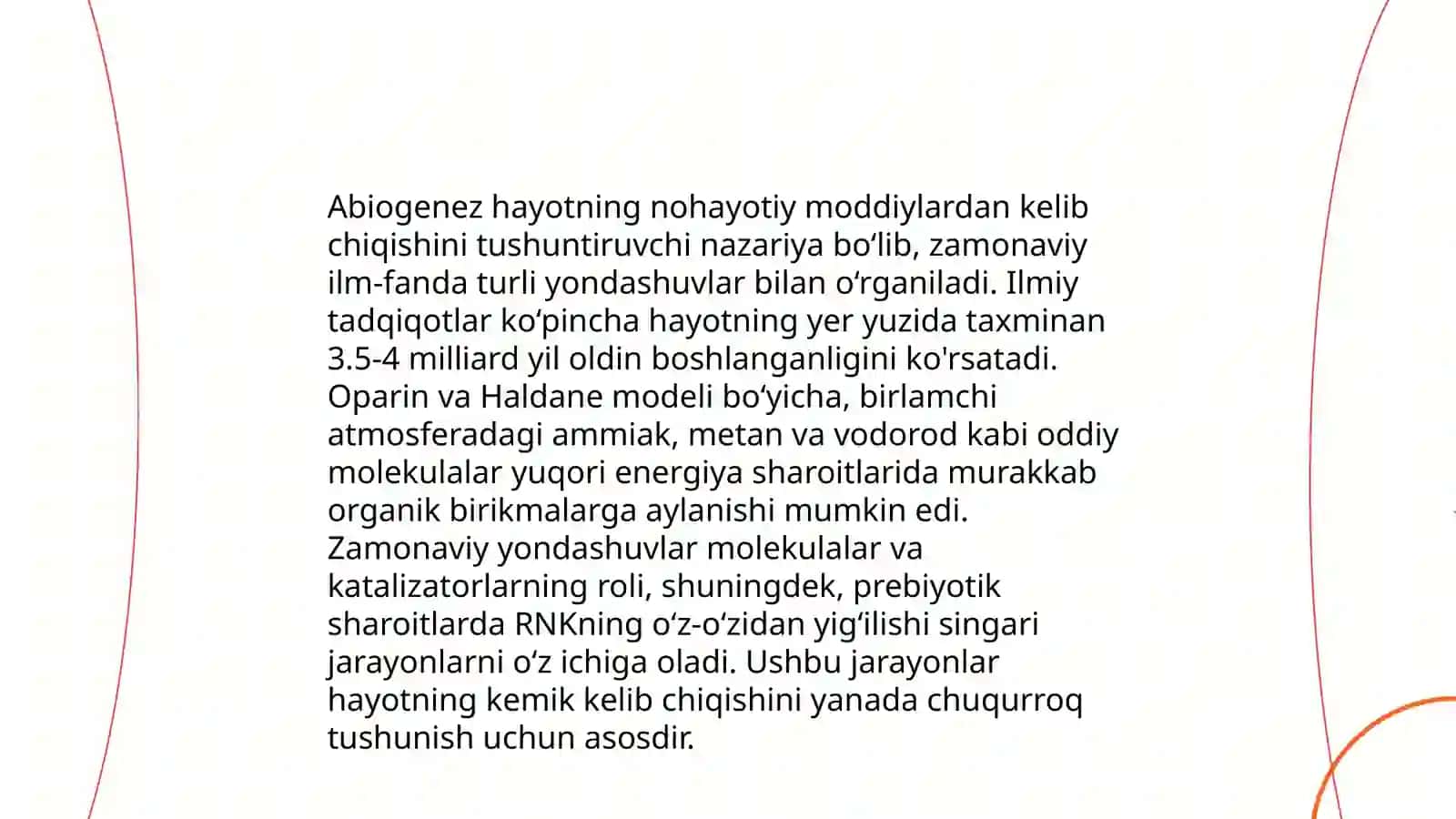Hayotning paydo bo'lishi to'g'risida hozirgi zamon qarashlari 4