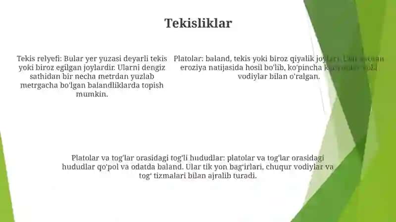 Yer Yuzasining Asosiy Relyef Shakllari 4