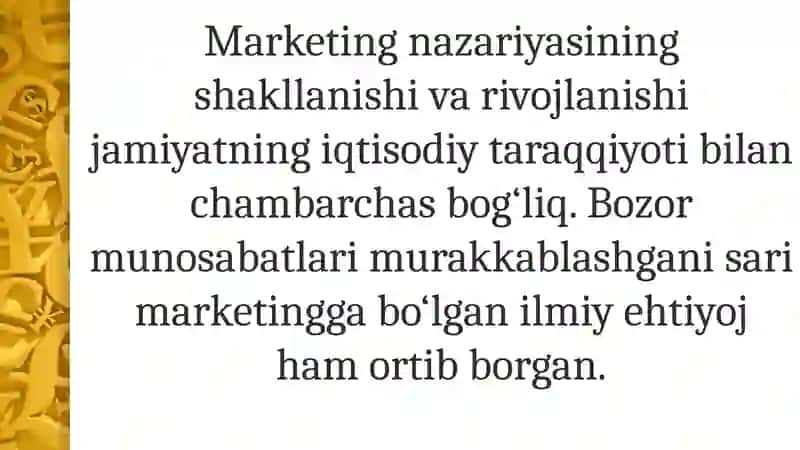 Marketing nazariyasi tushunchasi va uning evolyutsiyasi 4