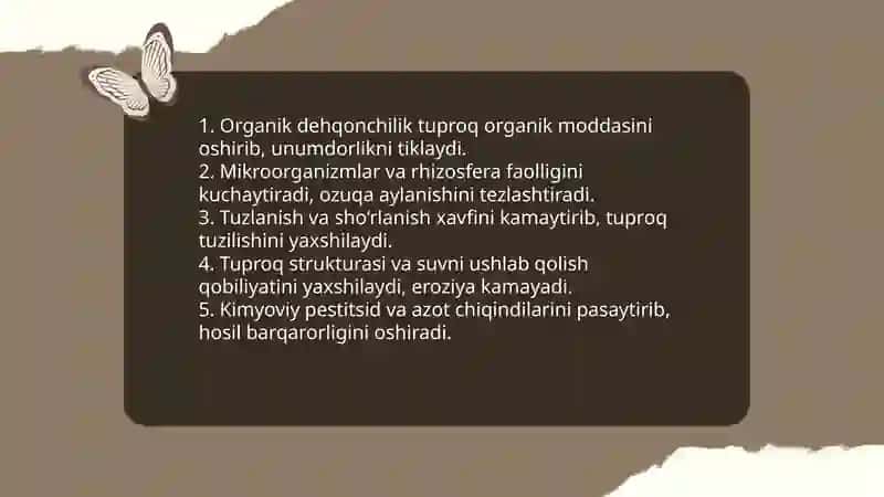 O’zbekiston sharoitida organik dehqonchilikning ahamiyati va istiqbollari 4