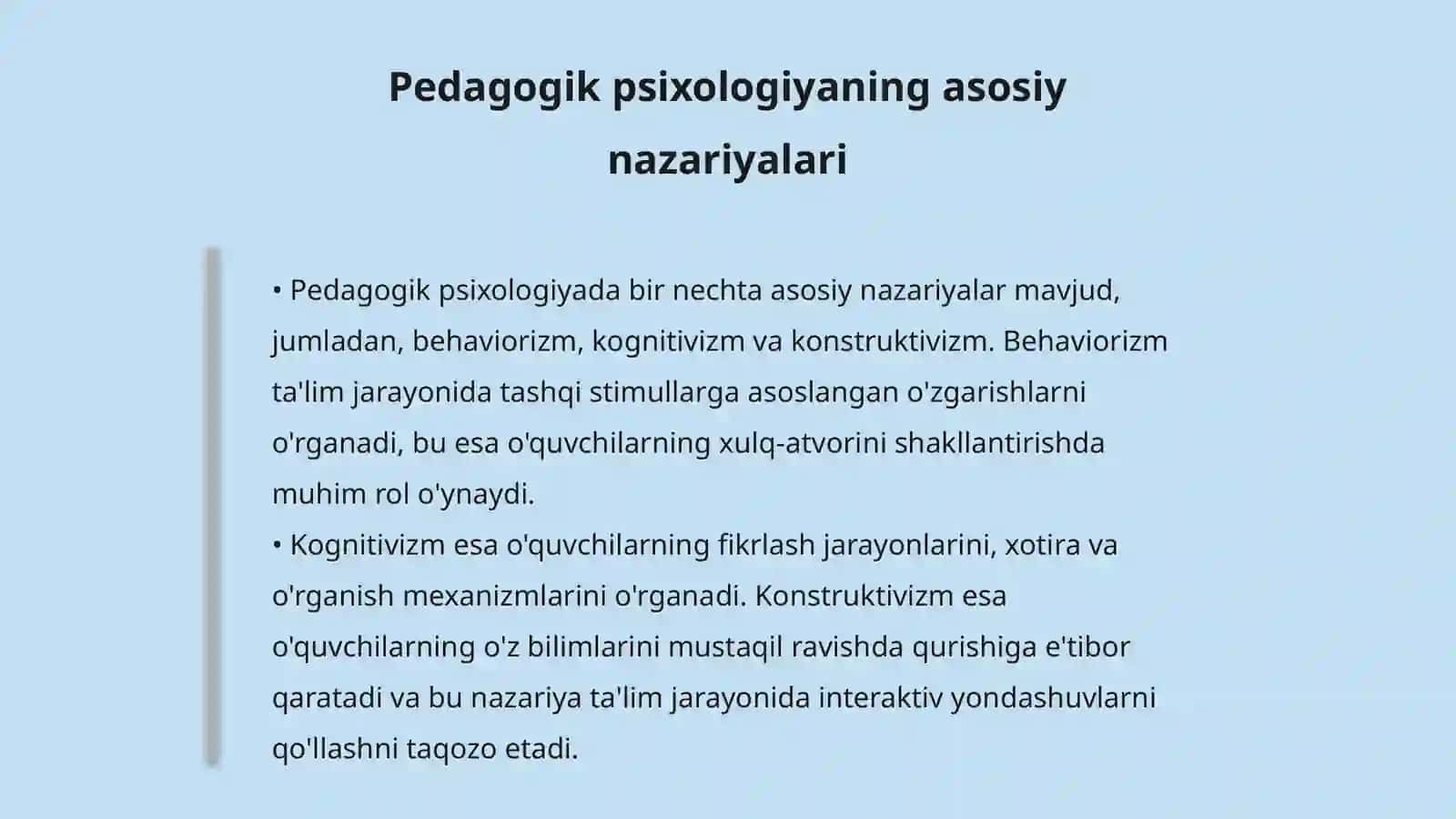 Pedagogik psixologiya fanining rivojlanish bosqichlari 4