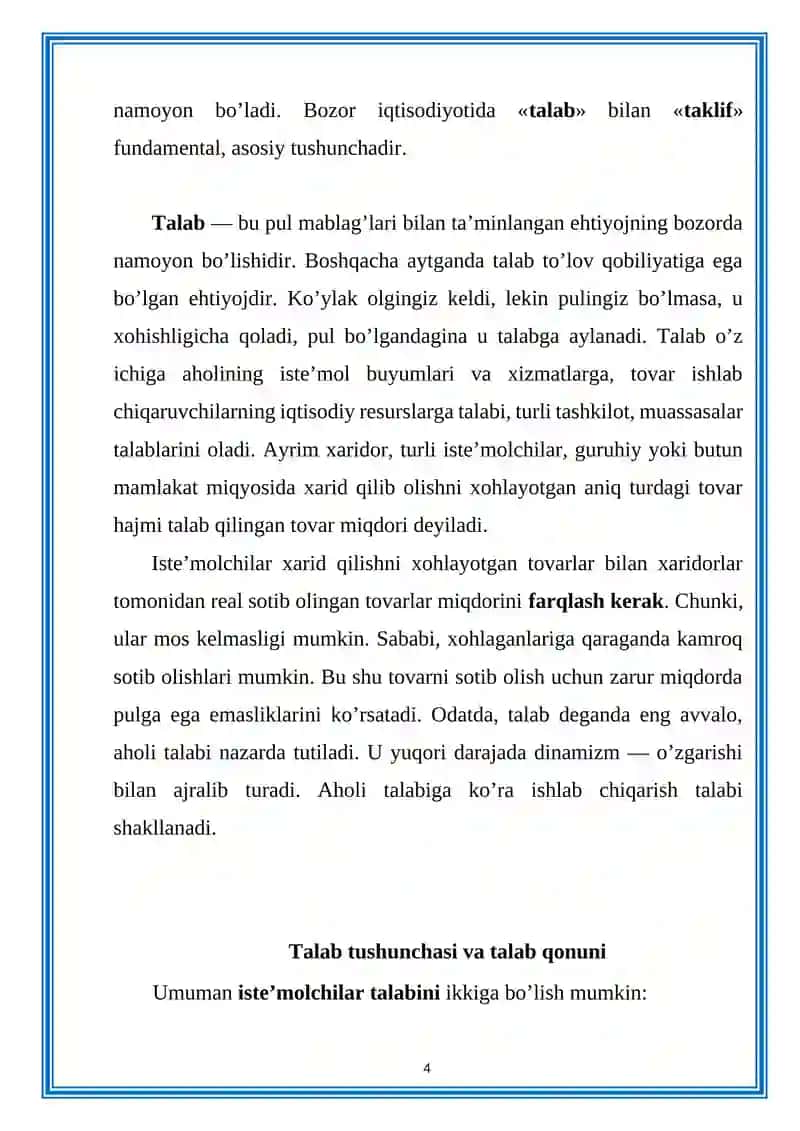 Talab va Taklifning Nazariyasi Bozor Muozanati Narx va Uning Shakillanishi 4
