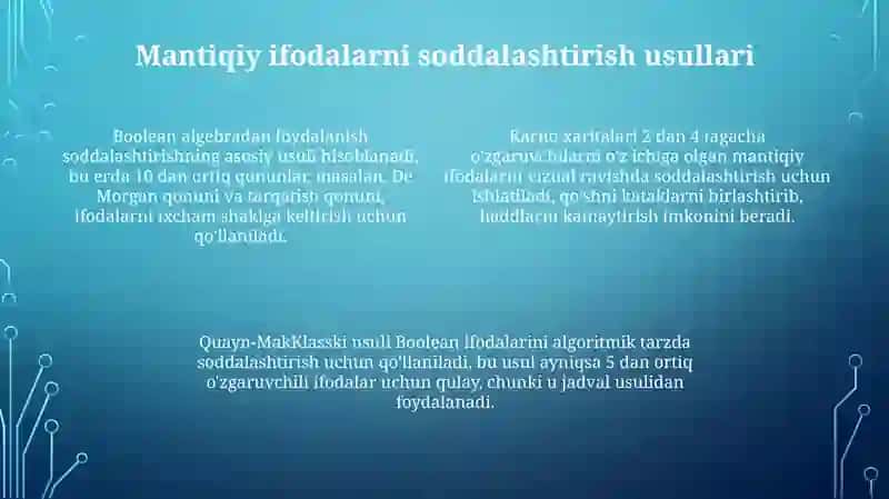 Kombinatsion sxemalarni tuzish usullari 4