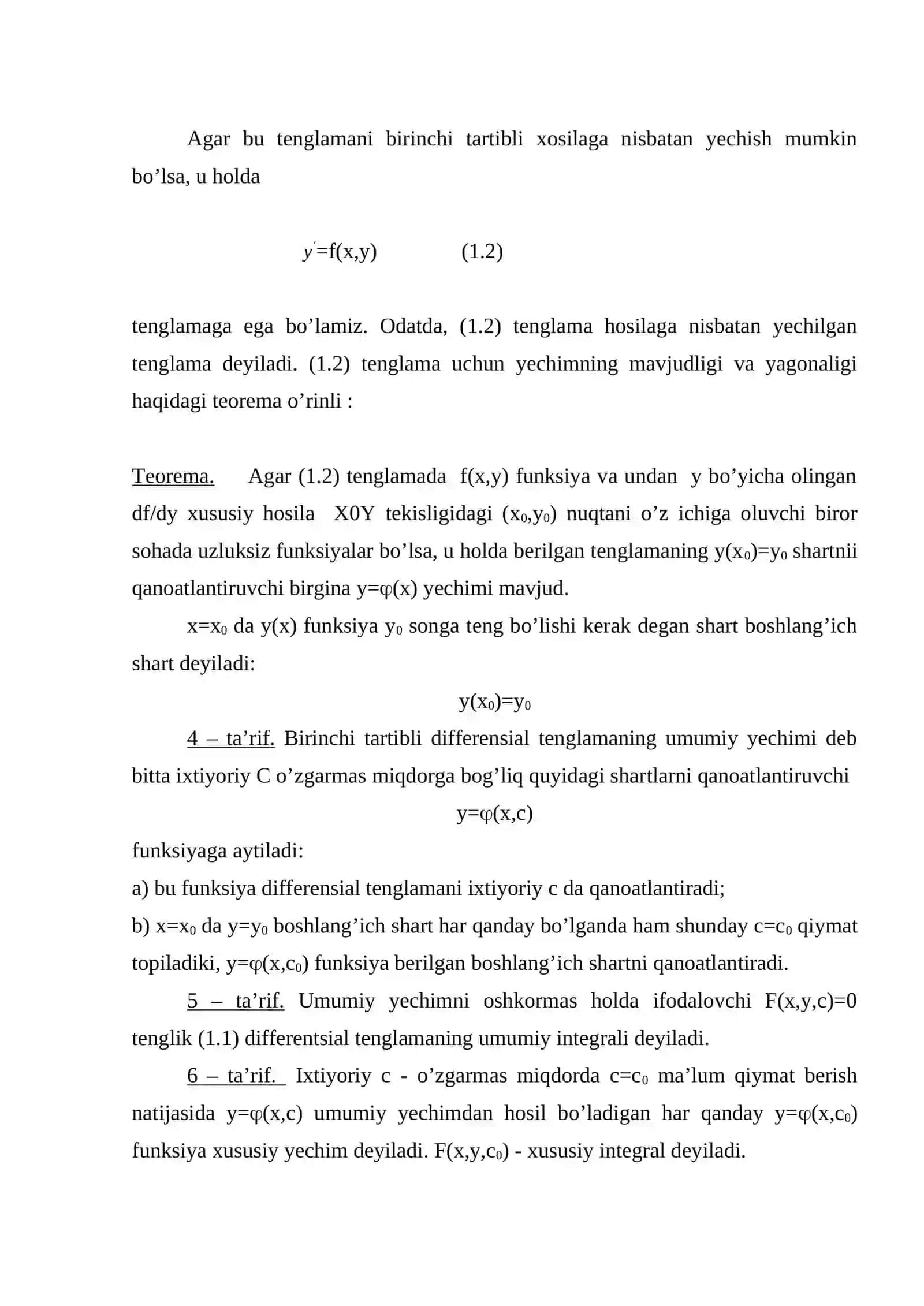 Differensial tenglamalar haqida tushuncha 4