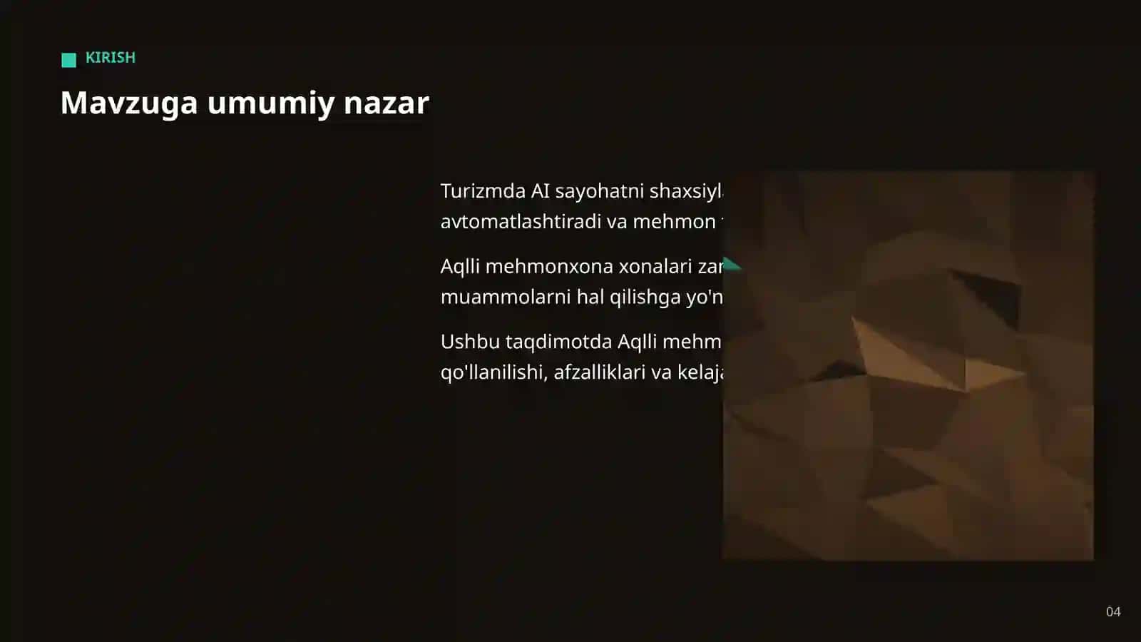 Aqlli mehmonxona xonalari — amaliy joriy etish 4