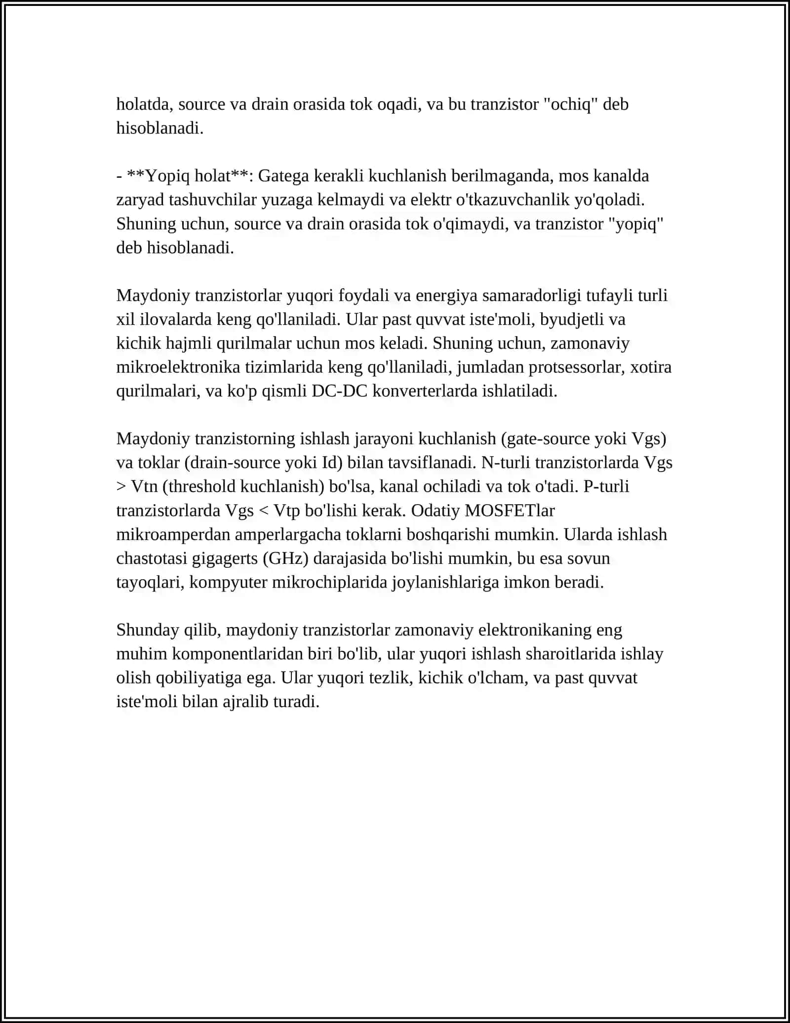 MAYDONIY TRANZISTORDA YASALAGAN TOK GENERATORINI TADQIQ ETISH 4